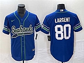 Men's Seattle Seahawks #80 Steve Largent Royal Throwback Cool Base Stitched Baseball Jersey,baseball caps,new era cap wholesale,wholesale hats
